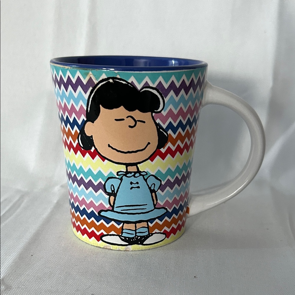 Peanuts Lucy colorful zigzag ceramic coffee mug 16oz